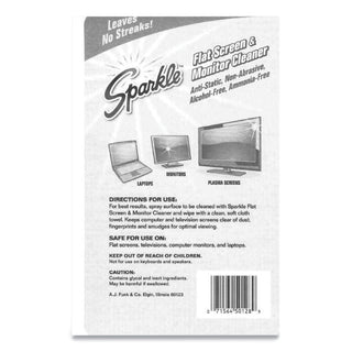 Sparkle® Flat Screen & Monitor Cleaner, Pleasant Scent, 8 oz Bottle, 2/Pack (FUN50128)