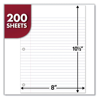 Mead® Filler Paper, 3-Hole, 8 x 10.5, Wide/Legal Rule, 200/Pack (MEA15200)