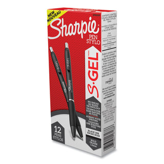 Sharpie® S-Gel™ S-Gel Retractable Gel Pen, Bold 1 mm, Black Ink, Black Barrel, Dozen (SAN2096149)