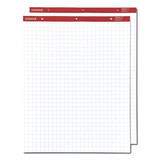 Universal® Easel Pads/Flip Charts, Quadrille Rule (1 sq/in), 27 x 34, White, 50 Sheets, 2/Carton (UNV35602)