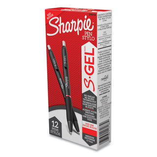 Sharpie® S-Gel™ S-Gel Retractable Gel Pen, Medium 0.7 mm, Red Ink, Black Barrel, Dozen (SAN2096158)
