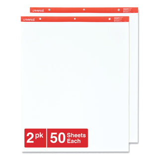 Universal® Easel Pads/Flip Charts, Unruled, 27 x 34, White, 50 Sheets, 2/Carton (UNV35600)