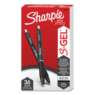 Sharpie® S-Gel™ S-Gel Retractable Gel Pen, Bold 1 mm, Black Ink, Black Barrel, 36/Pack (SAN2096181)