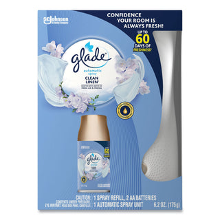 Glade® Automatic Air Freshener Starter Kit, Spray Unit and Refill, Clean Linen, 6.2 oz (SJN329349KT) (SJN329349KT)