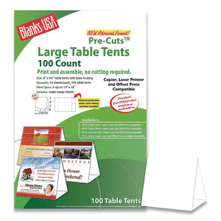 Blanks/USA® Table Tent, 80 lb, 12 x 18, White, 2 Tents/Sheet, 50 Sheets/Pack (BLA01FLWH)