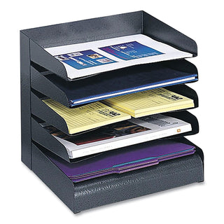 Safco® Steel Horizontal-Tray Desktop Sorter, 5 Sections, Letter Size Files, 12" x 9.5" x 11.25", Black, Ships in 1-3 Business Days (SAF3127BL)