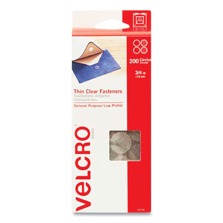 VELCRO® Sticky-Back Fasteners, Complete Sets, 0.75" dia, Clear, 200/Pack (VEK95194)