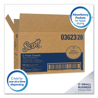Scott® Essential C-Fold Towels for Business, Convenience Pack, 1-Ply, 10.13 x 13.15, White, 200/Pack, 9 Packs/Carton (KIM03623)