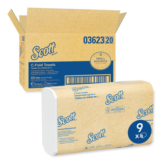 Scott® Essential C-Fold Towels for Business, Convenience Pack, 1-Ply, 10.13 x 13.15, White, 200/Pack, 9 Packs/Carton (KIM03623)