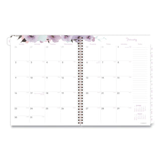 Cambridge® Mina Weekly/Monthly Planner, Floral Artwork, 11 x 8.5, White/Violet/Peach Cover, 12-Month (Jan to Dec): 2025 (AAG1134905)