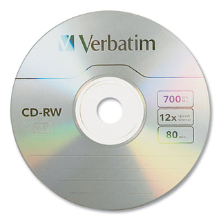 Verbatim® CD-RW Discs, 700MB/80min, 4X/12X, Spindle, 25/Pk (VER95155)