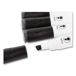 U Brands Chisel Tip Low-Odor Dry-Erase Markers with Erasers, Broad Chisel Tip, Black, Dozen (UBR2925U0112)