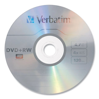Verbatim® DVD+RW Discs, 4.7GB, 4x, w/Slim Jewel Cases, Pearl, 10/Pack (587947)
