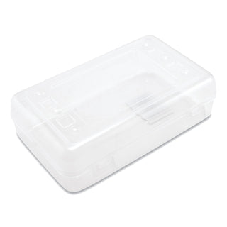 Advantus Gem Polypropylene Pencil Box with Lid, Clear, 8 1/2 x 5 1/4 x 2 1/2 (AVT34104)