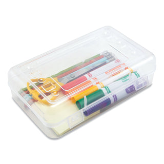 Advantus Gem Polypropylene Pencil Box with Lid, Clear, 8 1/2 x 5 1/4 x 2 1/2 (AVT34104)