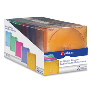 Verbatim® CD/DVD Slim Case, Assorted Colors, 50/Pack (659738)