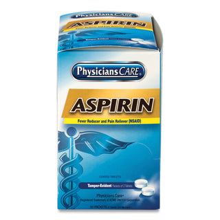 PhysiciansCare® Aspirin Medication, Two-Pack, 50 Packs/Box (ACM90014)
