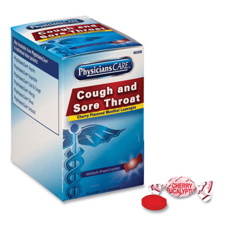 PhysiciansCare® Cough and Sore Throat, Cherry Menthol Lozenges, Individually Wrapped, 50/Box (ACM90306)