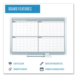 MasterVision™ 4 Month Planner, 48x36, White/Silver (BVCGA05105830)