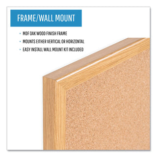 MasterVision™ Value Cork Bulletin Board with Oak Frame, 24 x 36, Natural (BVCMC070014231)