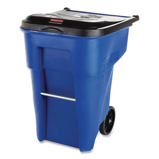 Rubbermaid® Commercial Square Brute Rollout Container, 50 gal, Molded Plastic, Blue (RCP9W27BLU) (RCP9W27BLU)