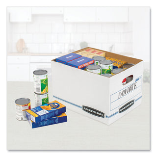 Bankers Box® EASYLIFT Basic-Duty Strength Storage Boxes, Letter Files, 12.75" x 13.25" x 10.5", White/Blue, 12/Carton (FEL0006301)