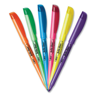 BIC® Brite Liner Highlighter, Chisel Tip, Fluorescent Blue, Dozen (BICBL11BE)