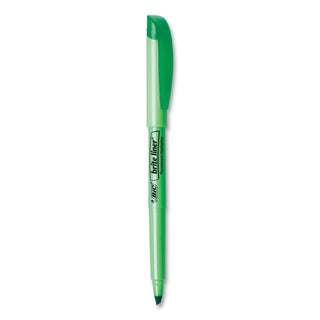 BIC® Brite Liner Highlighter, Chisel Tip, Fluorescent Green, Dozen (BICBL11GN)