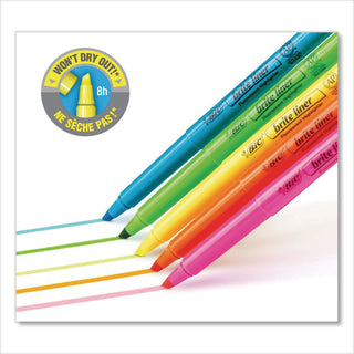 BIC® Brite Liner Highlighter, Chisel Tip, Fluorescent Orange, Dozen (BICBL11OE)