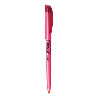 BIC® Brite Liner Highlighter, Chisel Tip, Fluorescent Pink, Dozen (BICBL11PK)