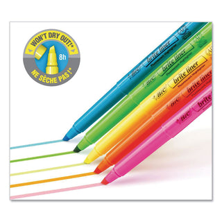 BIC® Brite Liner Highlighter, Chisel Tip, Fluorescent Pink, Dozen (BICBL11PK)