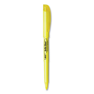 BIC® Brite Liner Highlighter, Chisel Tip, Fluorescent Yellow, Dozen (BICBL11YW)