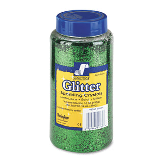 Pacon® Spectra Glitter, .04 Hexagon Crystals, Green, 16 oz Shaker-Top Jar (PAC91760)