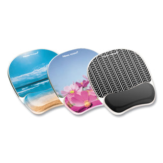 Fellowes® Photo Gel Mouse Pad with Wrist Rest with Microban Protection, 9.25 x 7.87, Pink Flowers Design (FEL9179001)