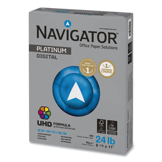 Navigator® Platinum Paper, 99 Bright, 24lb, 8.5 x 11, White, 500 Sheets/Ream, 5 Reams/Carton (SNANPL11245R)