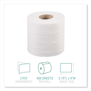 Windsoft® Bath Tissue, Septic Safe, 2-Ply, White, 4 x 3.75, 400 Sheets/Roll, 24 Rolls/Carton (WNS2400)
