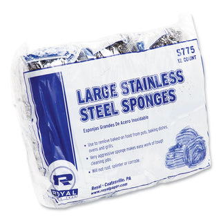 AmerCareRoyal® Large Stainless Steel Sponge, Polybagged, 1.75 oz, 12/PK, 6 PK/CT (RPPS7756)