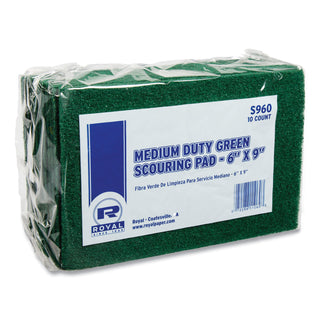 AmerCareRoyal® Medium-Duty Scouring Pad, 6 x 9, Green, 60/Carton (S960ROYAL)