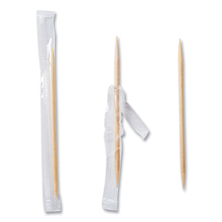 AmerCareRoyal® Cello-Wrapped Round Wood Toothpicks, 2 1/2", Natural, 1000/Box, 15 Boxes/Carton (RPPRIW15)