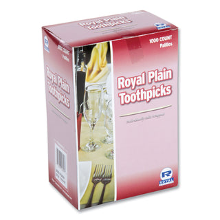 AmerCareRoyal® Cello-Wrapped Round Wood Toothpicks, 2 1/2", Natural, 1000/Box, 15 Boxes/Carton (RPPRIW15)