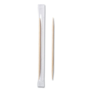 AmerCareRoyal® Cello-Wrapped Round Wood Toothpicks, 2 1/2", Natural, 1000/Box, 15 Boxes/Carton (RPPRIW15)