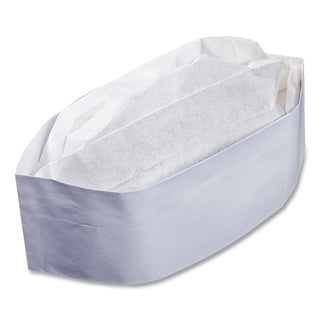 AmerCareRoyal® Classy Cap, Crepe Paper, White, Adjustable, One Size, 100 Caps/Pk, 10 Pks/Carton (RPPRCC2W)