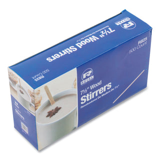 AmerCareRoyal® Wood Coffee Stirrers, 7 1/2" Long, Woodgrain, 500 Stirrers/Box, 10 Boxes/Carton (RPPR825)