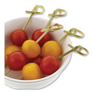 AmerCareRoyal® Knotted Bamboo Pick, Olive Green, 4", 1000/Carton (250043)