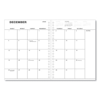 Universal® Weekly Planner, 11 x 8, Black Cover, 14-Month: Dec 2024 to Jan 2026 (UNV71000)