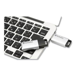 Verbatim® 128GB Store 'n' Go Secure Pro USB 3.0 Flash Drive - 128 GB - USB 3.0 - Silver - 256-bit AES - Lifetime Warranty - 1 Each (VER70057)