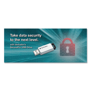 Verbatim® 128GB Store 'n' Go Secure Pro USB 3.0 Flash Drive - 128 GB - USB 3.0 - Silver - 256-bit AES - Lifetime Warranty - 1 Each (VER70057)