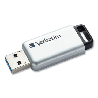 Verbatim® 128GB Store 'n' Go Secure Pro USB 3.0 Flash Drive - 128 GB - USB 3.0 - Silver - 256-bit AES - Lifetime Warranty - 1 Each (VER70057)