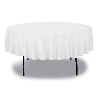 Tablemate® Table Set Round Table Cover, Plastic, 84" dia, White, 6/Pack (TBL84WH)