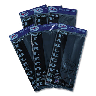 Tablemate® Table Set Rectangular Table Covers, Heavyweight Plastic, 54 x 108, Black, 6/Pack (TBL549BK)